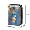thumbnail image 4 of PU Leather Zipper Card Case Credit Card Holder Small Wallets Fox Wearing Blue Scarf, 4 of 7