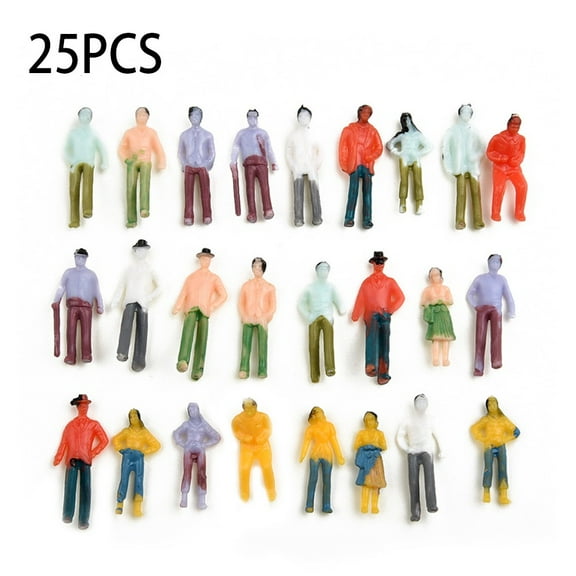 25/100Pcs Model Railway Painted Mixed People 1:75 Scale Train Railway Mixed Painted Figures Assorted Poses For Layout