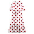 thumbnail image 4 of Little Girls Maxi Dress 4-14 Years Ruffle Half Sleeve Round Neck Floral Print Tiered Long Dress with Side Pockets Red A 11-12 Years, 4 of 7