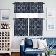 thumbnail image 2 of Ethnic Retro Kitchen Curtains Valances and Tiers Set of 3 Abstract Geometric Texture Blue Tier Curtains and Valance with Rod Pocket for Small Windows, 27.5"x36", 2 of 9