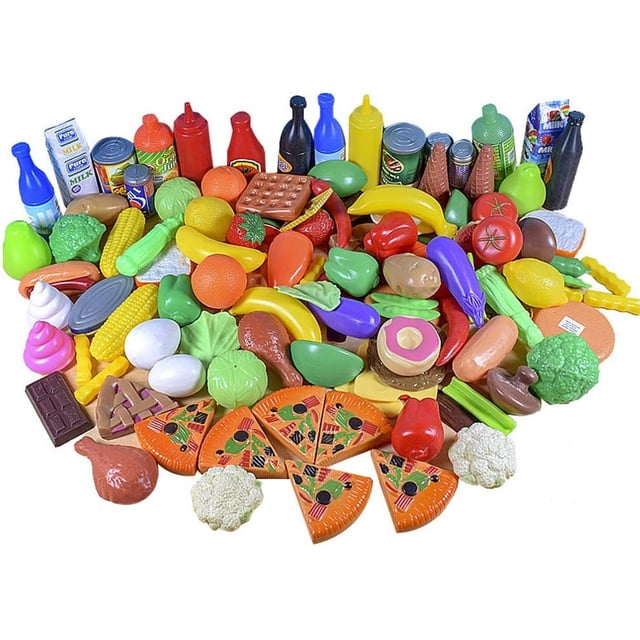 120 Uds Juguete de comida de plástico TUNC Accesorios de cocina juego de comida de cocina frutas y verduras Sencillez