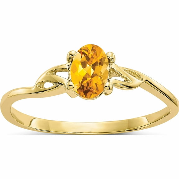 10K Yellow Gold Polished Geniune Citrine Birthstone Ring (Size 7) Made In India 10xbr140
