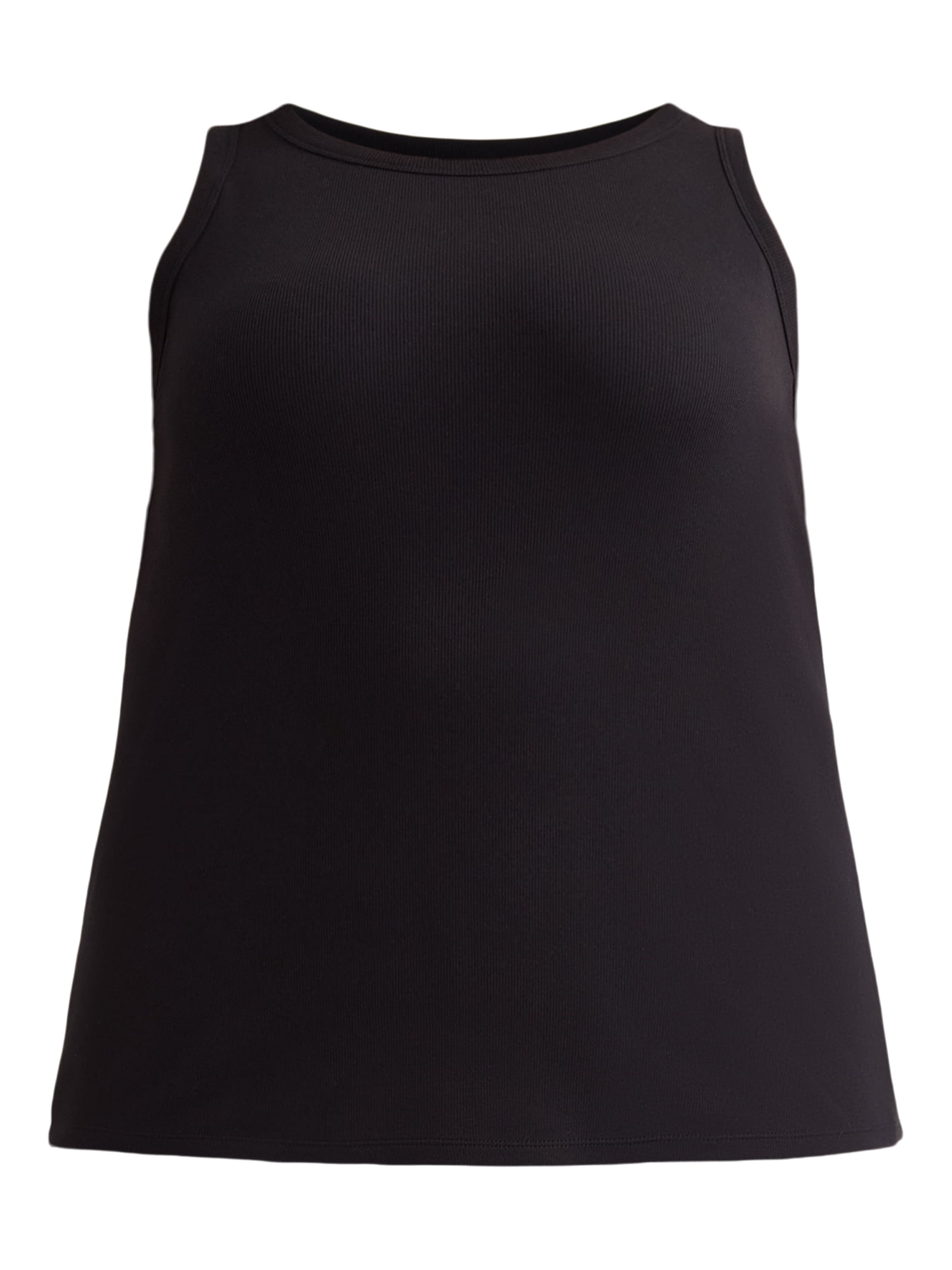 Terra & Sky Women's Plus High Neck Ribbed Tank Top, 2-Pack, Sizes 0X-5X