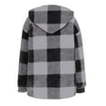 thumbnail image 7 of Moxiu Fuzzy Plaid Shacket for Women with Hooded Sherpa Lined Fleece Jacket Open Front Button Buffalo Plaid Cardigan Winter Warm Outwear 2025 Gray,L, 7 of 7