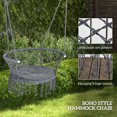 thumbnail image 4 of Outsunny Hanging Hammock Chair, Cotton Rope Porch Hammock Swing with Metal Frame and Cushion, Large Macrame Seat for Patio, Garden, Bedroom, Living Room,  Dark Grey, 4 of 10