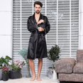 thumbnail image 2 of Bata de satén para hombre con pantalones cortos, camisón, albornoces, pijamas, ropa de dormir, 2 of 3