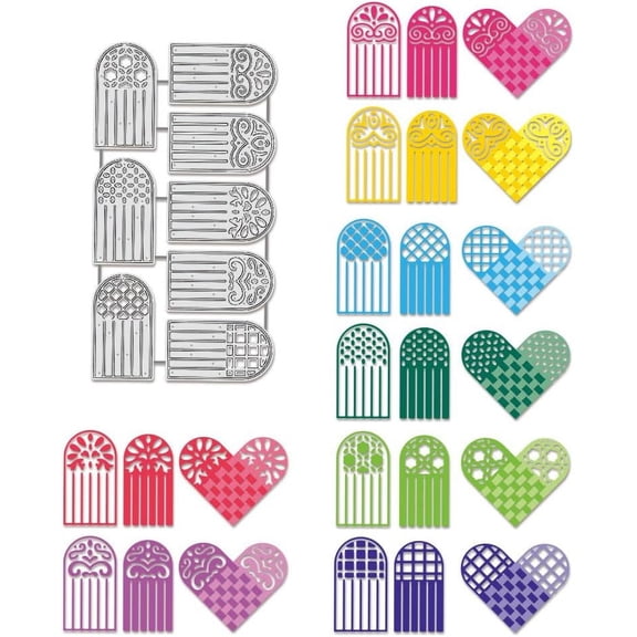 Heart Cutting Dies 8pcs Arch Metal Stencils Love Decorative Embossing Stencils for Scrapbooking Photo Album Greeting Card Making 0.8mm Thick for DIY Others