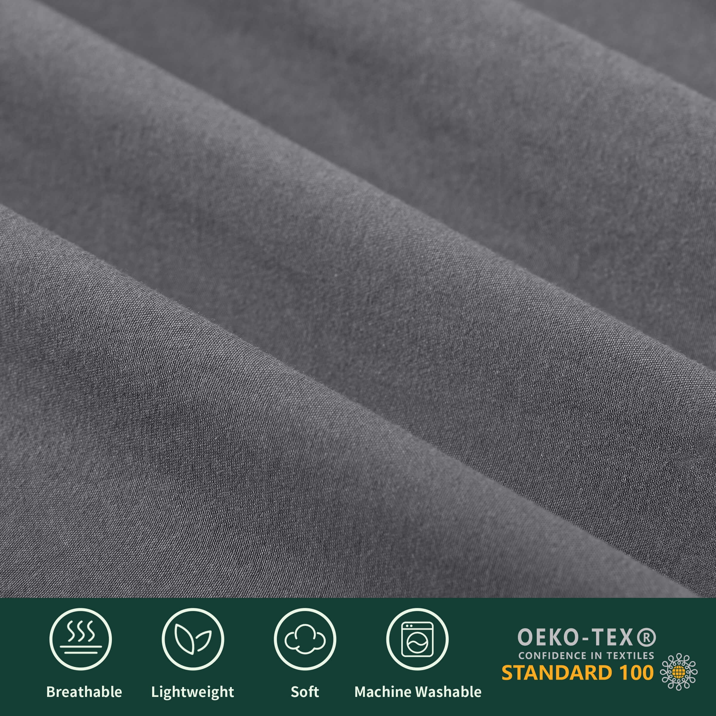 Subrtex Bed Sheets Twin XL Size, 3 Piece Sheet Set, Fitted Sheet and Pillowcase, Twin XL Sheets Deep Pocket, Super Soft Breathable Cooling Sheets, Gray