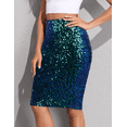 thumbnail image 3 of PrettyGuide Bodycon Knee Length Classic Skirt for Women Vintage High Waist Sequin Skirt Casual Dress Symphony Green, 3 of 7