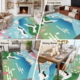 thumbnail image 5 of Area Rug for Living Room, Teal Blue Mountain Non-Slip Indoor Ex Large Carpet for Bedroom/Dining Room, Farmhouse Cherry Blossoms Cranes Washable Low-Profile Rectangle Floor Runner Rugs - 8 x 10 Ft, 5 of 8