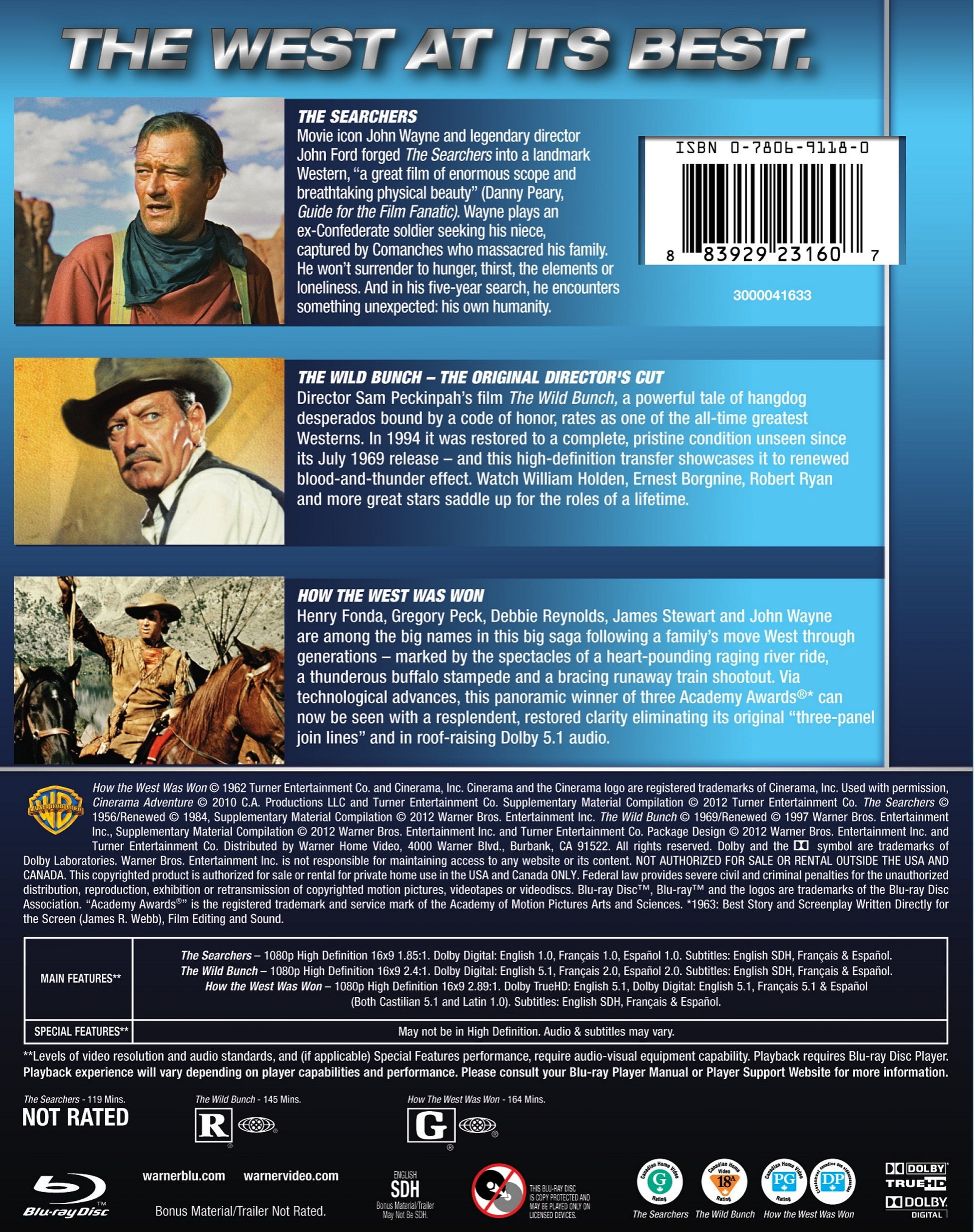 The Searchers / The Wild Bunch / How The West Was Won (Blu-ray