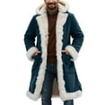 thumbnail image 5 of KKBOTIVE Mens Lined Winter Coat - Men's Trench Coat Warm Fall Winter Overcoat Casual Hooded Jacket Blue Size: S, 5 of 5