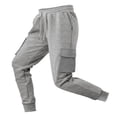 thumbnail image 2 of Pantalones largos para hombre, color liso, informales, a la moda, con cordones y bolsillos en la cintura, pantalones largos de playa, pantalones de poliéster para hombre., 2 of 5