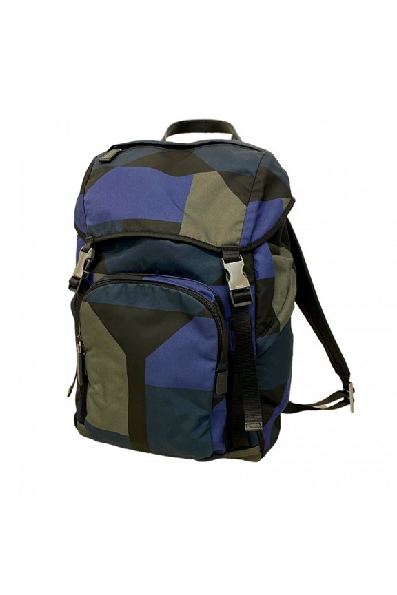 Pre-Owned Prada Backpack/Daypack, Nylon, Khaki, Navy, Blue, Men's