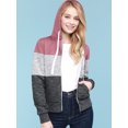 thumbnail image 3 of Made by Johnny Women's Casual Color Block Zip Up Hoodie Sweater XL MAUVE, 3 of 5
