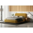 thumbnail image 3 of Omax Decor Upholstered Platform Queen Bed in Mustard Boucle Fabric, 3 of 9