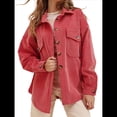 thumbnail image 2 of Chaqueta de Larga con Solapa Suelta para Mujer, Cárdigan Irregular con Bolsillo de Rojo M, 2 of 7
