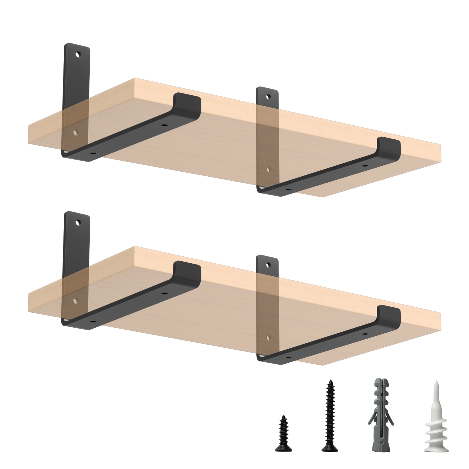 ZDSSY DIY U Shaped Floating Shelf Brackets, Heavy Duty Floating Shelf Hardware, Wall Brackets for Shelving, Mantel, Kitchen, Bathroom, Black, 4-Pack