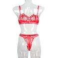 thumbnail image 2 of Encaje sexy conjunto de ropa interior sujetador ropa interior regalo para mujeres niñas, rojo, S 2 piezas sidaley XX000054-06, 2 of 7