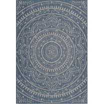 Mainstays Global Medallion Blue Polypropylene Outdoor Area Rug, 6'6"x9'6"