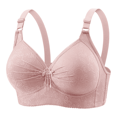 Fulorrnie Bras for Women Plus Size No Underwire Supportive Comfort Front Closure Plunge T Shirt Soft Cup Bra Pink 48