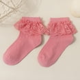 thumbnail image 2 of Cenuakty Toddler Kids Girls Socks Solid Color Lace Ruffles Princess Sweet Socks Children Elastic Mouth Cute Breathable Socks, 2 of 2