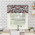 thumbnail image 2 of Kitchen Window Valances, Modern Gray Red Rod Pocket Valance Small Window Treatment for Bedroom, Abstract Geometric Curve Valances for Windows Tier Curtain,1 Panel, 54x18inch, 2 of 6