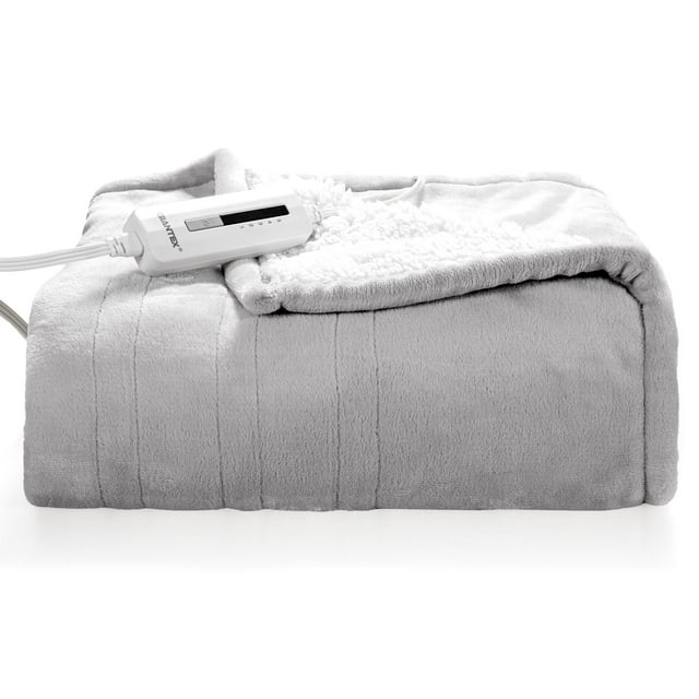 Giantex Electric Throw Heated Blanket, Soft Fast Heating, Grey, 5 Heat Settings, 3 Hours Auto-Off, Machine Washable, 60' x 50'