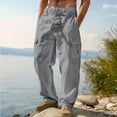 thumbnail image 2 of Men's Fashionable Solid Color Multi Pocket Workwear Cargo Pants Drawstring Elastic Waist Straight Leg Quick Dry Lightweight Outdoor Hiking Casual Daily | AESTIVO,Dark Gray S, 2 of 7