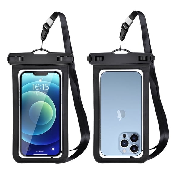 2 Pack Multicolor Waterproof Phone Pouch, Large Phone Waterproof Case Dry Bag, Protection Level: IP68, Black