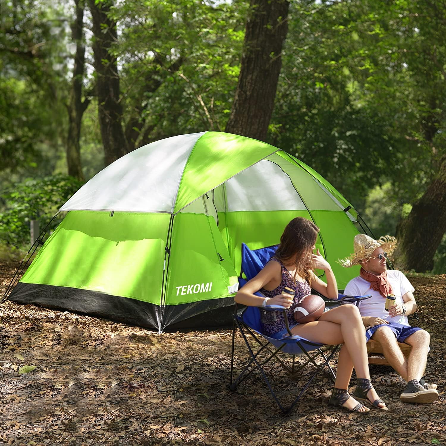 Camping Tent, Waterproof Family Dome Tent with Removable Rain Fly, Instant Cabin Tent for 60 Seconds Set Up, Advanced Venting Design, Fit Camp Backpacking Hiking Outdoor, Dark Green