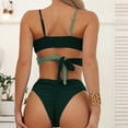 thumbnail image 4 of Efsteb High Waisted Bikini Sets for Women Beachwear Swimwear Bikini Contrast Colour Patchwork Bathing Suit Surfing (Green,M), 4 of 6