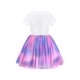 thumbnail image 2 of Vestido de Niña Blanco Multicolor Tie Dye Corazón Plisado Tul Fiesta Casual 4 Años, 2 of 7