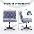 thumbnail image 3 of Home Office Armless Swivel Chair, Criss Cross Legs No Wheels Velvet Wide Seat Woven Mid Back Aesthetic Chair for Living Room Bedroom Vanity Makeup Reading Computer Desk Task, Blue, 3 of 9