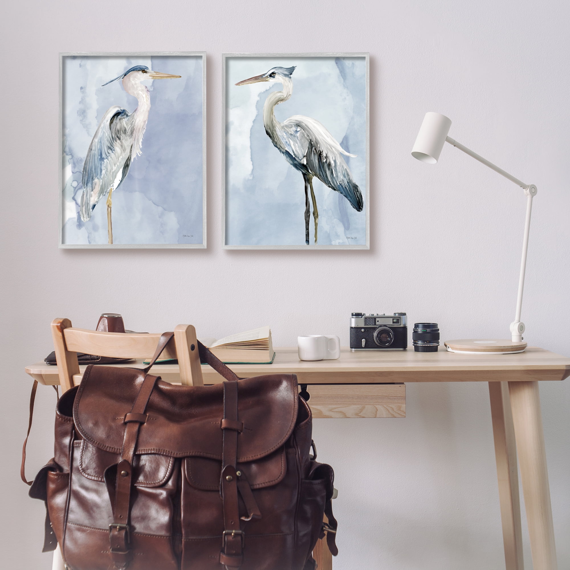 Stupell Industries Heron Birds Standing Blue Sky Watercolor Painting , 16 x 20, Design by Stellar Design Studio