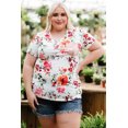 thumbnail image 3 of POGLIP Women's White Plus Size Floral Sequin Pocket Short Sleeve T-Shirt, 3 of 6