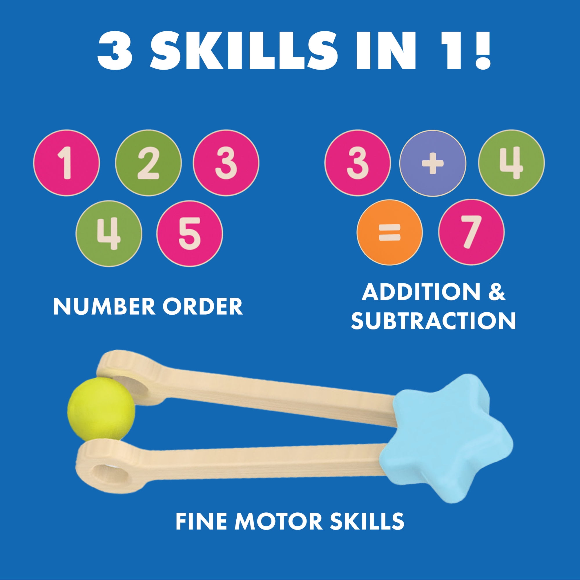 Educational Insights Count & Match 20 Beads Wooden Abacus, Preschool Counting Set with Fine Motor Tweezers