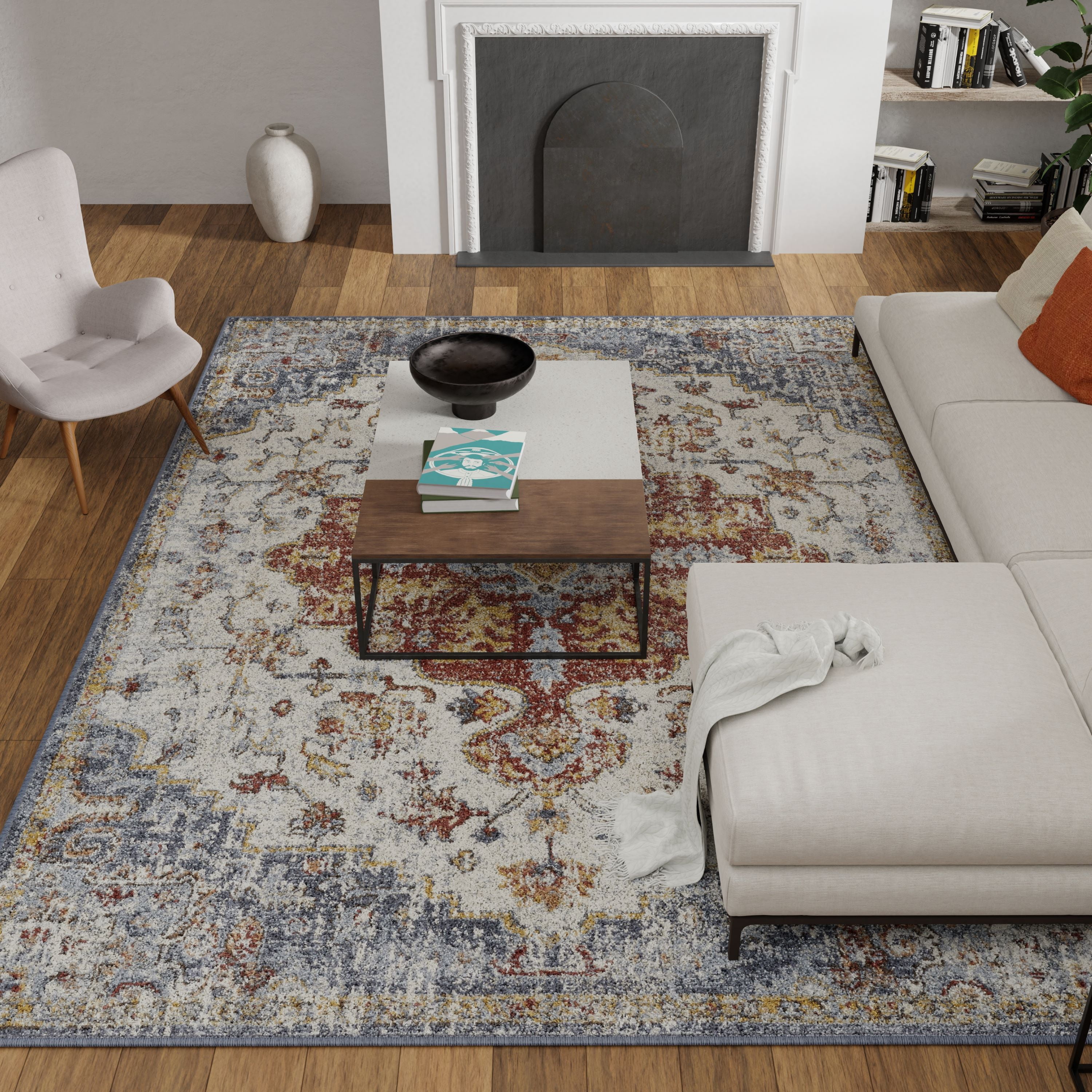 Loomaknoti Alsbrooke Kapirah 3' x 5' Oriental Indoor Accent Rug , Cream/Blue