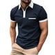 thumbnail image 2 of pstuiky camisetas de hombre, Camisa deportiva de manga corta con solapa y cremallera a rayas para hombre camisas casuales para hombre m, 2 of 7