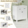 thumbnail image 4 of 30-inch Bathroom Vanity with Ceramic Sink, Modern White Single Bathroom Cabinet with 2 Doors and a Shelf, Soft Close Doors, Solid Wood Frame, White, 4 of 7