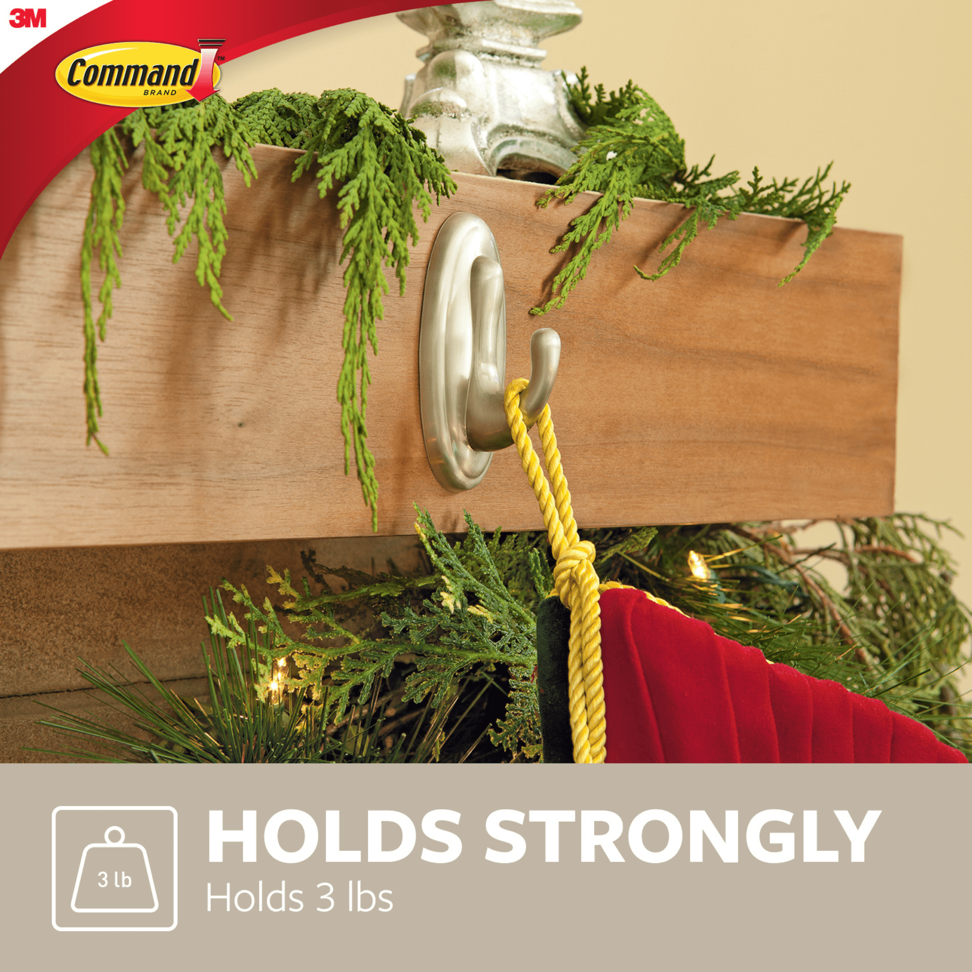 Command Medium Traditional Hook [Removable]: 1-pack (Brushed Nickel) [4-sets]