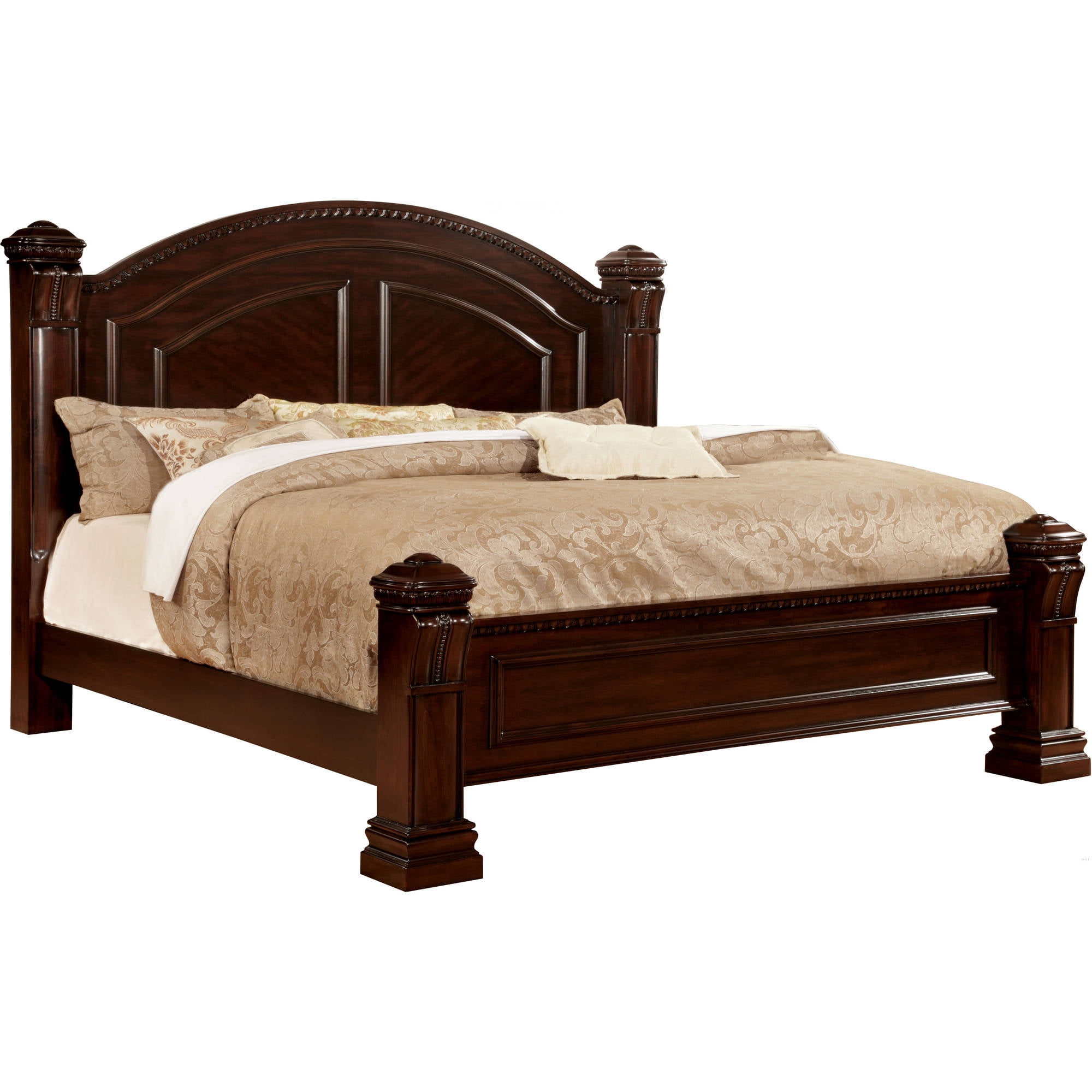 Furniture of America Nielene Wood Panel Bed, California King, Cherry