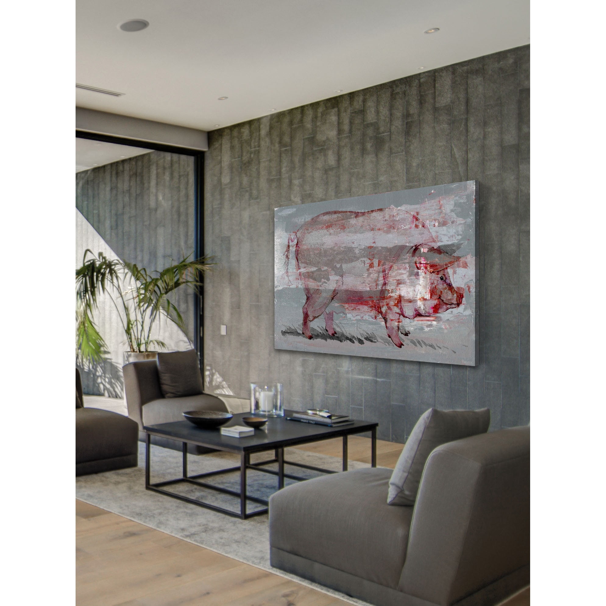 Parvez Taj Red Pig' Painting Print on Wrapped Canvas 45 x 30