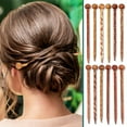 thumbnail image 6 of PH 24pcs Vintage Wood Hair Pin 12 Styles Retro Hair Sticks 5" Printed Wood Hairpin Chopsticks Long Hair Fork for Hair Bun Holders Bun Cover Thick Curly Hair Quick Easy Hair Styling Brown, 6 of 6