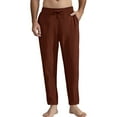 thumbnail image 2 of Frostluinai Mens Cotton Linen Pants with Pocket Drawstring Elastic Waist Beach Pants Solid Baggy Straight Leg Pants Big and Tall Harem Pants, 2 of 6