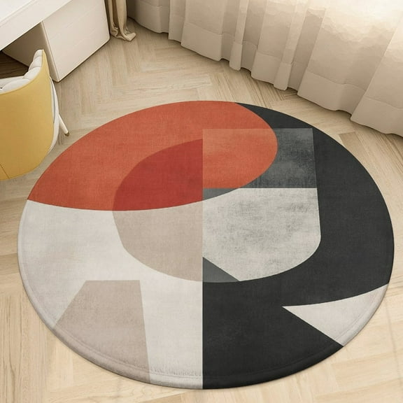 Luxury Geometric Round Area Rugs for Bedroom Living Room, 4FT Soft Indoor Circle Carpets, Carpet Home Decor Floor Mat