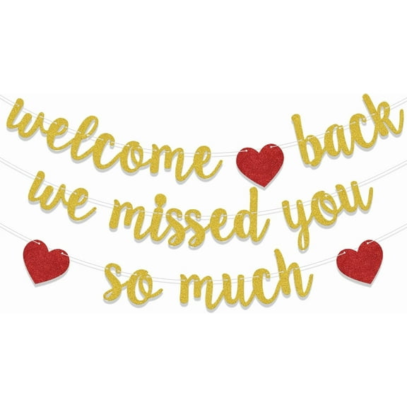 Welcome Back Banner - Welcome Back Decorations - Family Reunion Decorations Gold