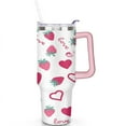 thumbnail image 2 of 40 OZ Strawberry Cute Tumbler Gifts for Women Men Birthday Travel Coffee Mug Gifts for Daughter Mom Best Friend Travelers Insulated Stainless Steel Coffee Mug with Handle, 2 of 7