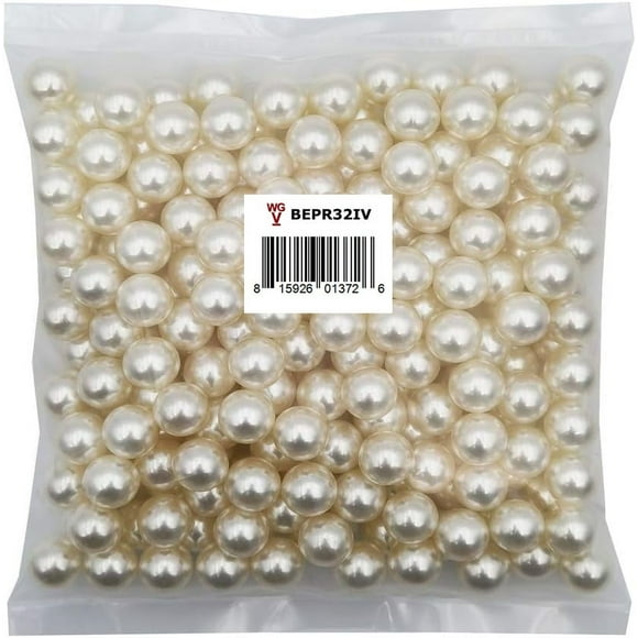 WGV 1 Pound of Decorative Fillers Medium Ivory Undrilled Plastic Faux Pearls - 0.55" (14 mm) - 1 Bag