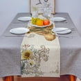 thumbnail image 4 of Table Runner Dresser Scarves 120 Inch Long, Watercolor Elephant with Sunflower Linen Dining Table Runners Farm Retro Newspaper Tabletop Scarf for Wedding Holiday Party Kitchen, 4 of 7